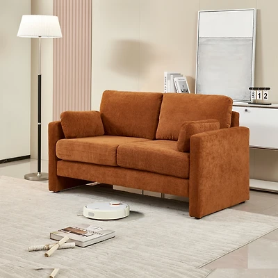 Small Modern Loveseat Sofa with Chenille Fabric