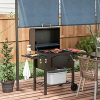 Portable Charcoal Grill with Thermometer and Wheels