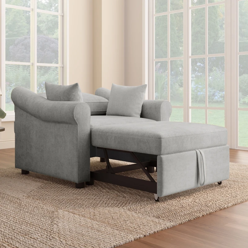 Streamdale Convertible Chenille Sleeper Chair, 3-in-1 Lounger