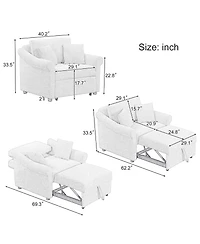 Streamdale Convertible Chenille Sleeper Chair, 3-in-1 Lounger