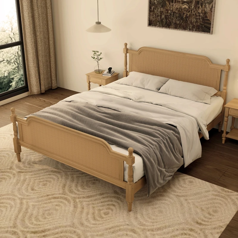 Streamdale Rattan Queen Size Bed Frame, No Box Spring