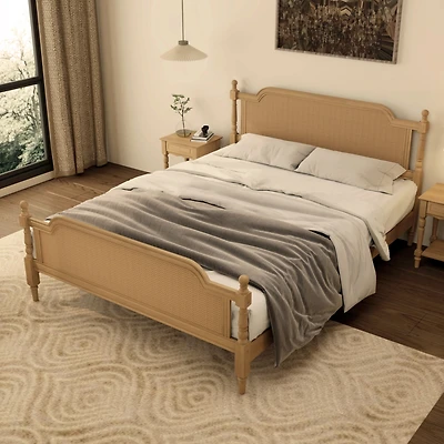 Streamdale Rattan Queen Size Bed Frame, No Box Spring