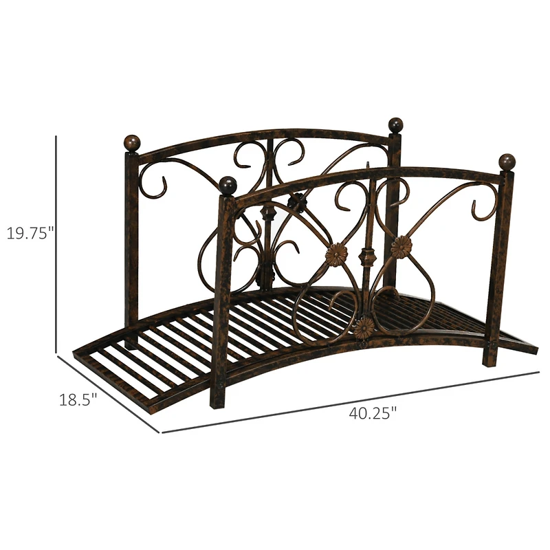 Decorative Metal Garden Bridge with Safety Rails
