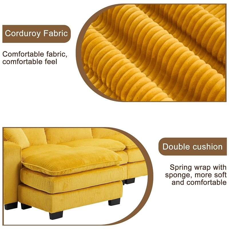 Streamdale Modern U-Shaped 6-Seat Sectional Sofa with Ottoman and Pillows