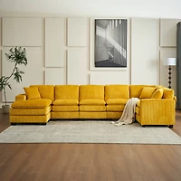 Streamdale Modern U-Shaped 6-Seat Sectional Sofa with Ottoman and Pillows