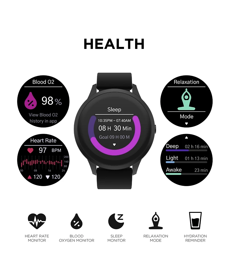 iTouch Sport 4 Unisex Silicone Strap Smartwatch 43.2mm