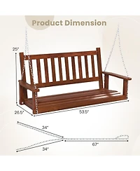 Slickblue 2-Person Wooden Outdoor Porch Swing with 500 lbs Weight Capacity
