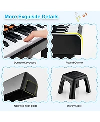 Vebreda 37 Keys Music Piano with Microphone Kids Keyboard Detachable Stand-Red