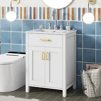 Streamdale 24" Space-Saving Bathroom Vanity Combo with Ceramic Sink