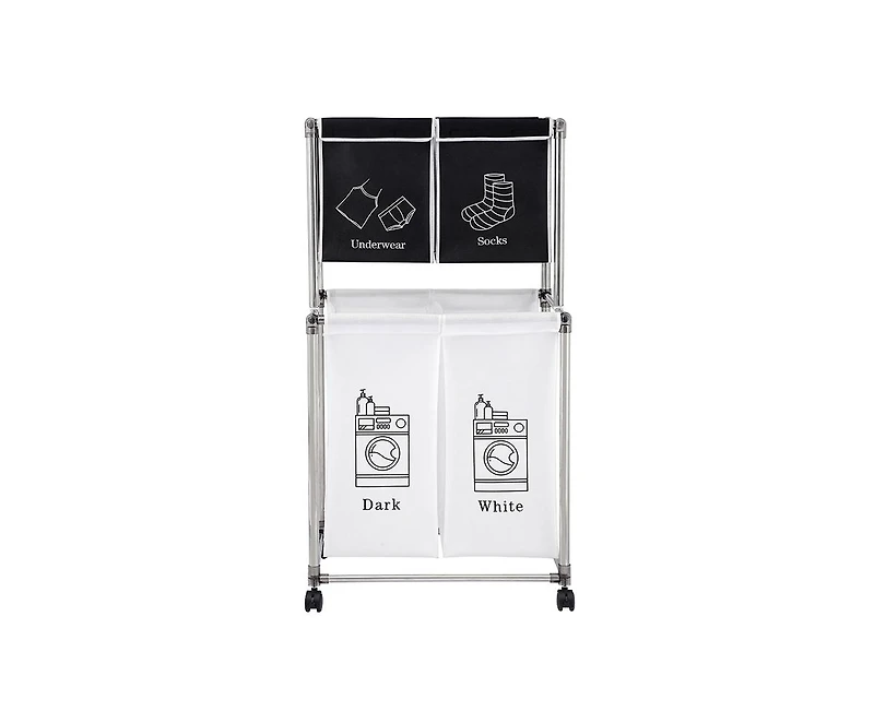 Streamdale 2-Tier Laundry Basket with 4 Removable Bags, Easy Move