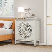Streamdale Furniture 3-Drawer Hollow-Carved Dresser Cabinet with Handles