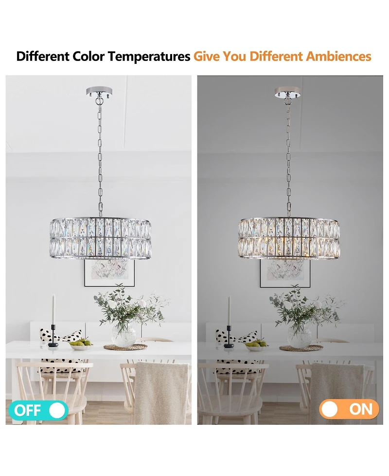 Streamdale Crystal Drum Chandelier with Silver Frame
