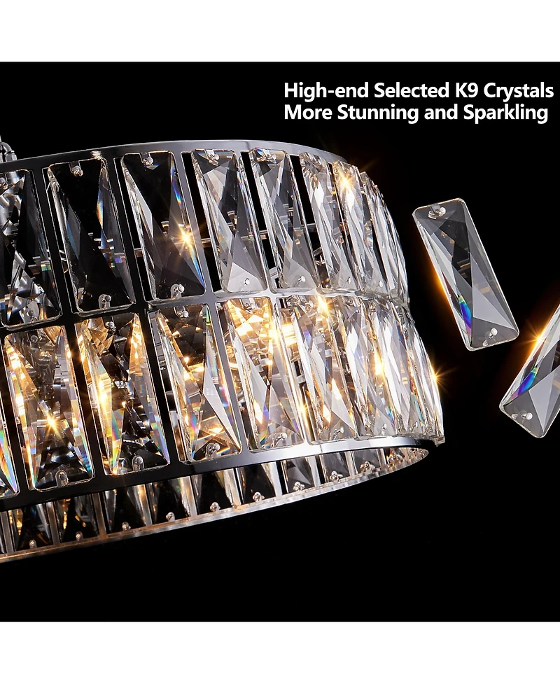 Streamdale Crystal Drum Chandelier with Silver Frame