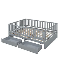 Streamdale Convertible Daybed with Guardrails, Drawers, Gray