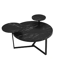 Streamdale Modern Coffee Table with Black Faux Marble and Tripod Base