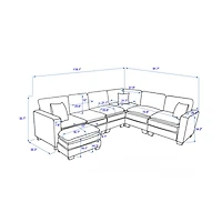 Streamdale Furniture Modern U-Shaped 6-Seat Sectional Sofa with Ottoman and Pillows