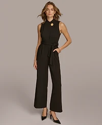 Donna Karan New York Women's Mock-Neck Belted Jumpsuit
