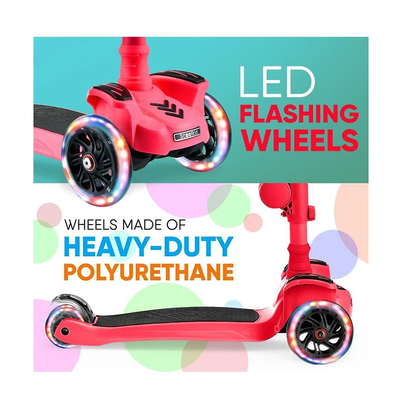 Hurtle Kids Scooter - Child Toddler Kick Scooter Toy with Foldable Seat