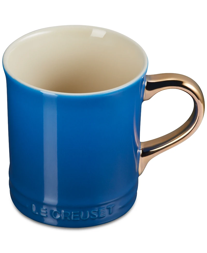 Le Creuset Stoneware Mug with Gold Metallic Handle, 14 oz.