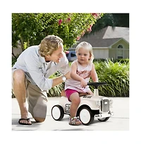 Kids Sit to Stand Vehicle with Working Steering Wheel and Under Seat Storage-White