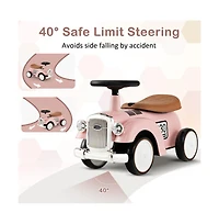 Kids Sit to Stand Vehicle with Working Steering Wheel and Under Seat Storage-White