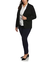 Rafaella Plus Ruched Front Poplin Long Sleeve Button-Down Shirt