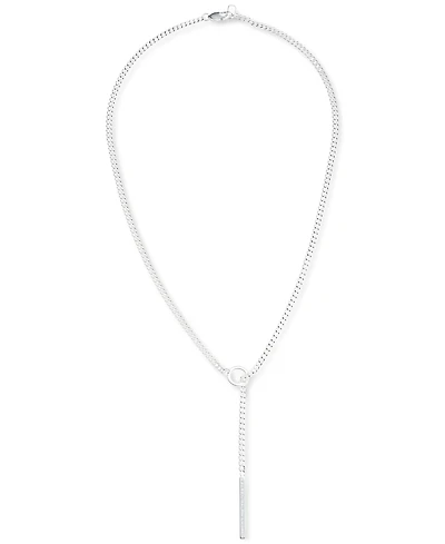Lauren Ralph Lauren Sterling Silver Logo-Etched Bar Lariat Necklace, 15" + 3" extender