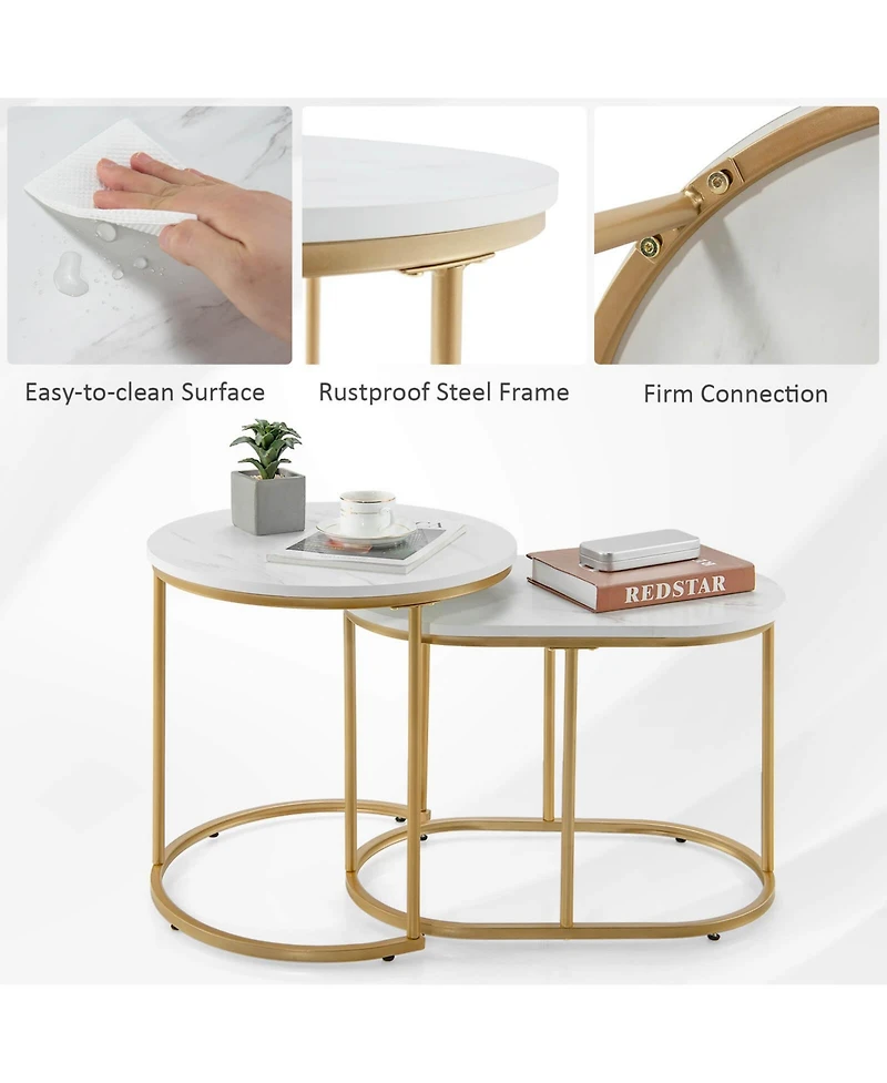 Sugift Modern Nesting Coffee Table Set of 2-White