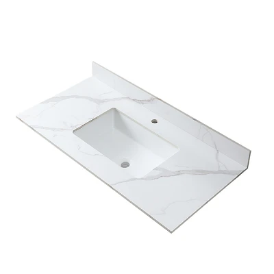 Streamdale Furniture Carrara Gold Sintered Stone Vanity Top with Ceramic Sink (43x22")