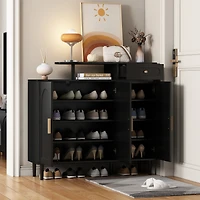 Simplie Fun Arched-Door Shoe Cabinet with Drawer and Shelves