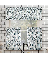 Barker Geometric Semi-Sheer Rod Pocket Kitchen Curtain Valance and Tiers Set