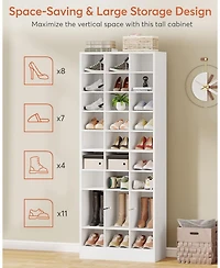 Tribesigns 10-Tier Shoe Storage Cabinet, Gray Wooden Shoe Rack with 30 Cubbies, Freestanding Tall Entryway Shoe Organizer