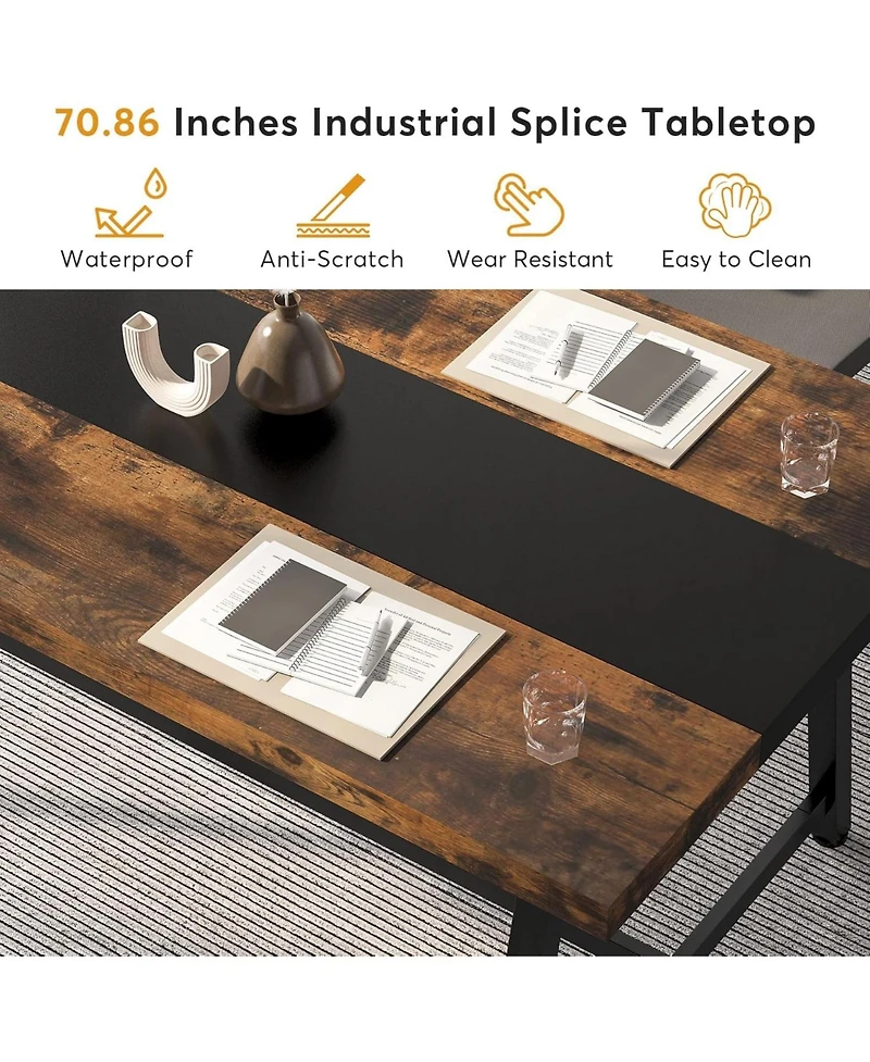 Tribesigns Dining Table for 8 People, 70.87-inch Rectangular Wood Kitchen Table with Strong Metal Frame, Industrial Large Long Dining Room Table