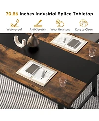 Tribesigns Dining Table for 8 People, 70.87-inch Rectangular Wood Kitchen Table with Strong Metal Frame, Industrial Large Long Dining Room Table