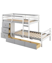 Simplie Fun Twin Over Loft Bunk Bed With Drawers And Ladder