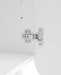 Simplie Fun Black Cream Style Minimalist Shoe Cabinet with Wave Doors