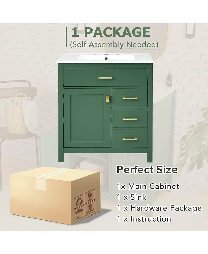 Streamdale 30-Inch Blue Bathroom Vanity with Sink and Storage