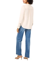 Vince Camuto Women's Contrast Stitch Button Front Collared Top