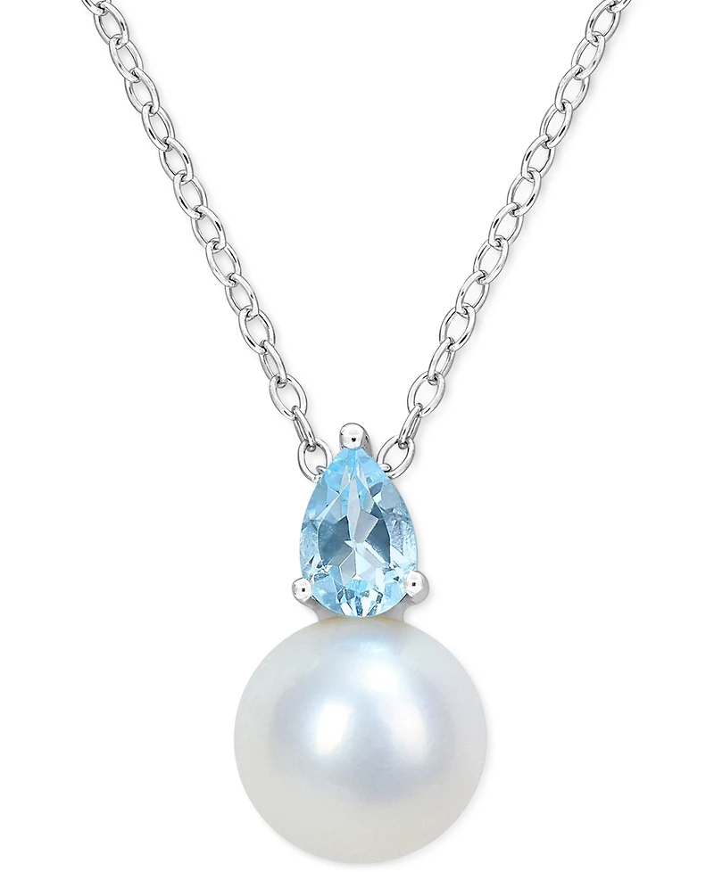 Cultured Freshwater Pearl (8-1/2mm) Birthstone 18" Pendant Necklace 18k Gold-plated Sterling Silver,18k Rose Silver or Sterlin