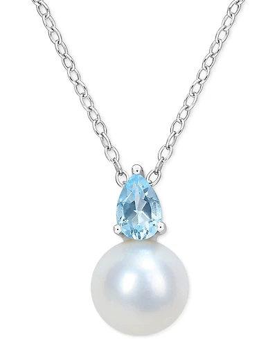 Cultured Freshwater Pearl (8-1/2mm) Birthstone 18" Pendant Necklace 18k Gold-plated Sterling Silver,18k Rose Silver or Sterlin