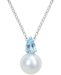 Cultured Freshwater Pearl (8-1/2mm) Birthstone 18" Pendant Necklace 18k Gold-plated Sterling Silver,18k Rose Silver or Sterlin
