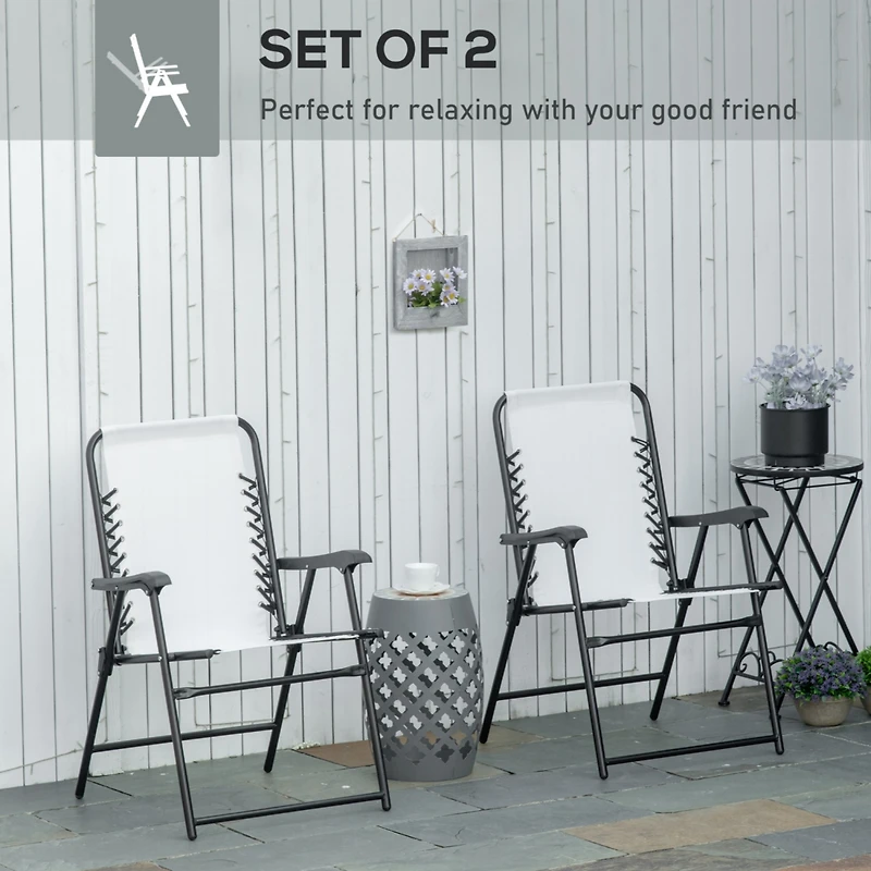 Patio Folding Sling Chairs with Armrests