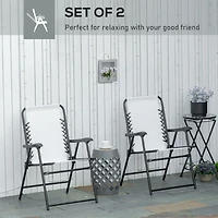 Patio Folding Sling Chairs with Armrests