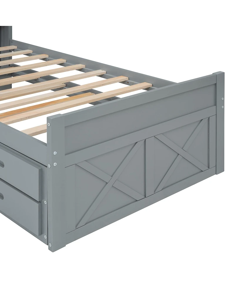 Streamdale Twin Bed with Storage Headboard and Trundle