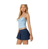 Edikted Womens Victoria Embroidered Mesh Bra Top