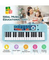 Vebreda Kids Piano Keyboard 37-Key Toy with Microphone for 3+ Kids-Pink