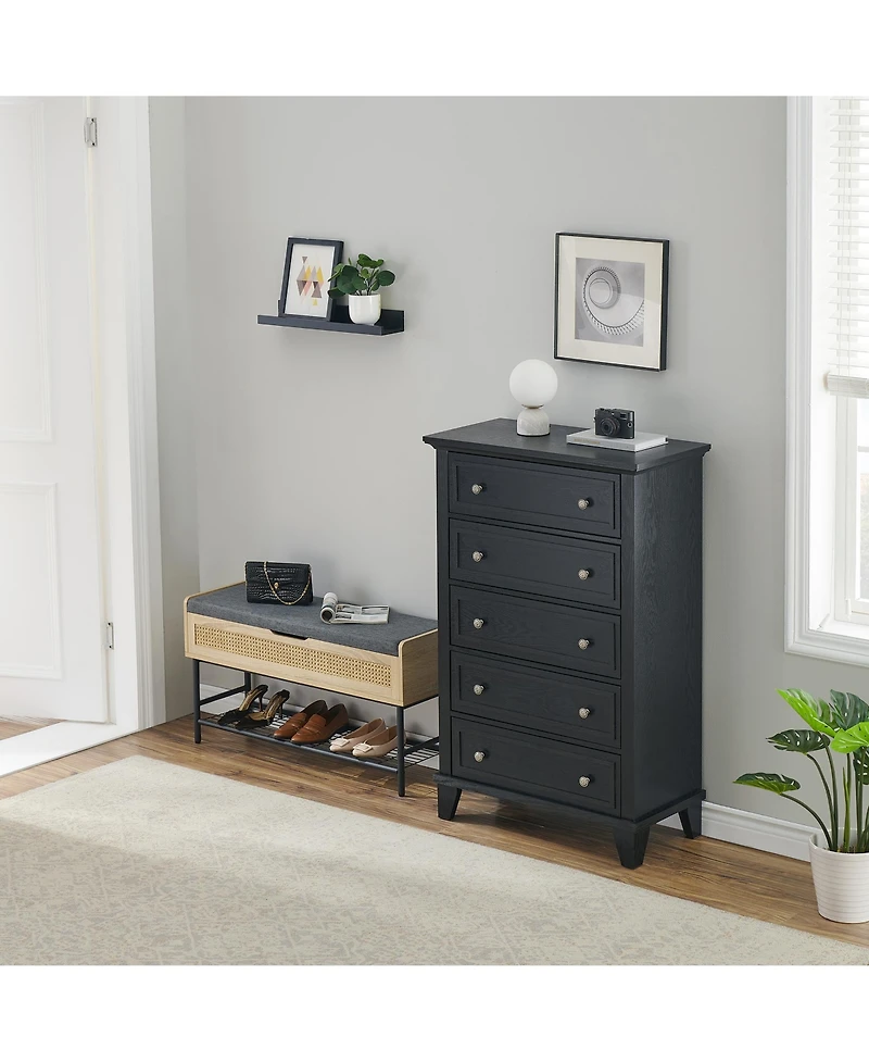 gaomon 5 Drawers Dresser,Storage Dresser with Metal Handles,Chest of Drawers for Bedroom, Living Room, Hallway, Office