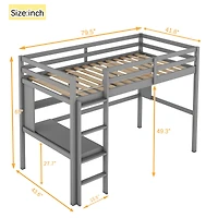 Streamdale Furniture Twin Loft Bed with Desk, Bookcase, Guardrails