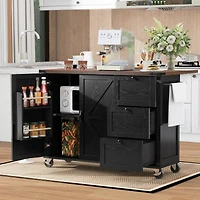 Streamdale Black Farmhouse Kitchen Island w/ Storage, Drop Leaf, Outlet