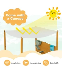 Vebreda Kids Sandbox with Sand Wall w/ Removable Canopy for Kids 3-8 Years Old